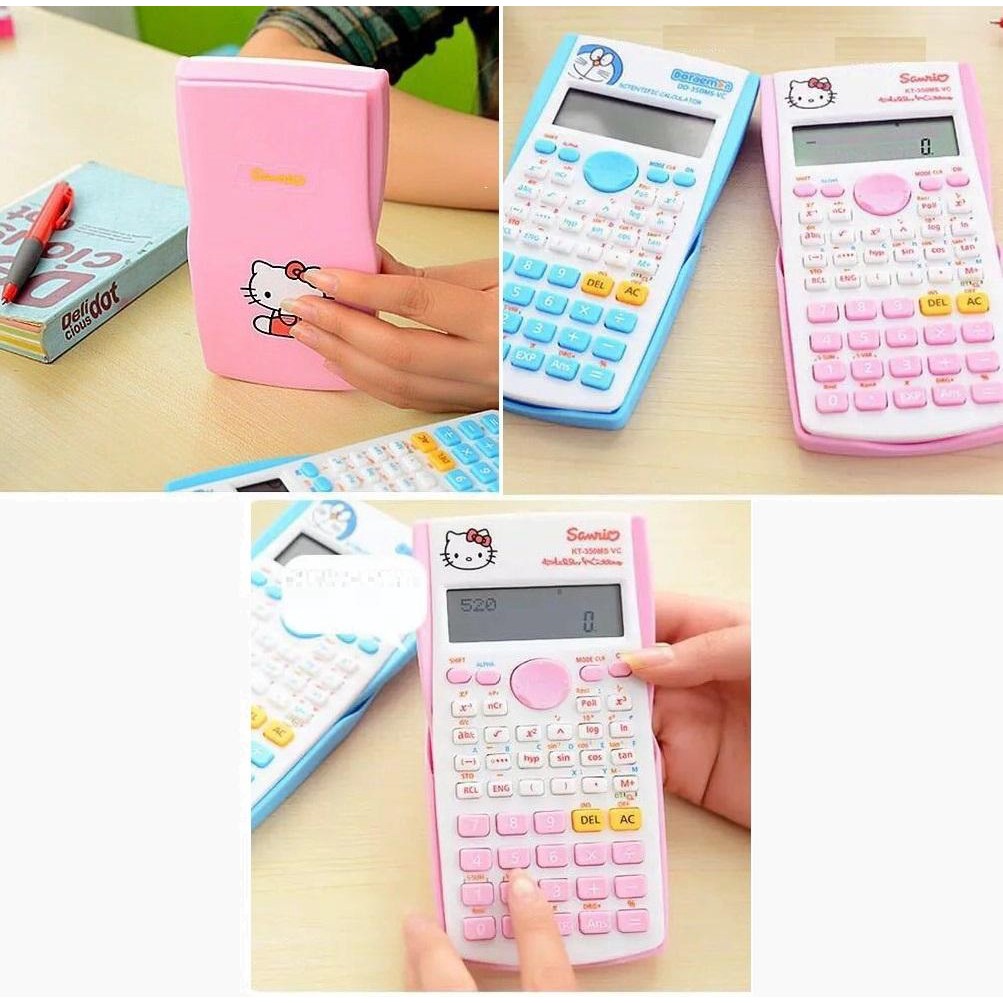 Máy tính học sinh FREESHIP Máy tính casio hình Hello Kitty và Doremon đáng yêu 8063