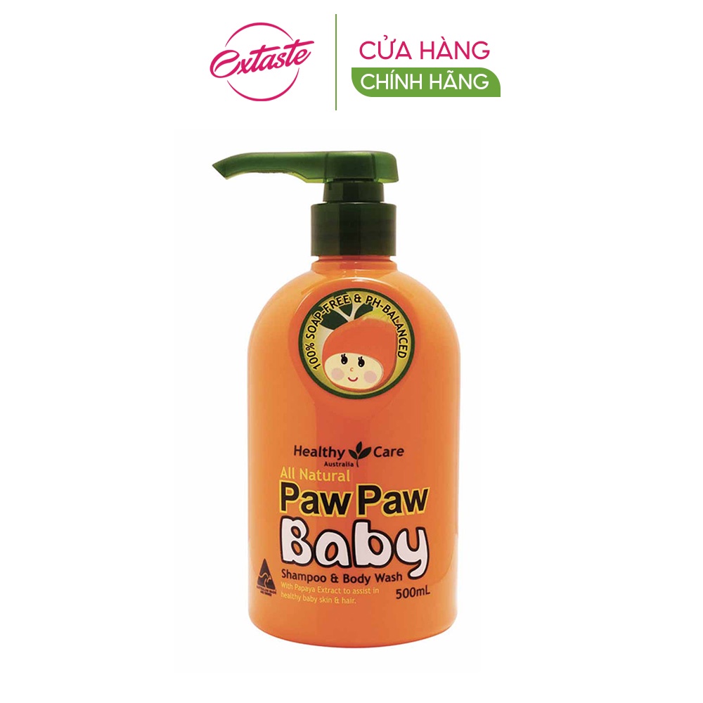 Sữa tắm gội 2 trong 1 Healthy Care Paw Paw Baby từ đu đủ an toàn cho bé 500ml