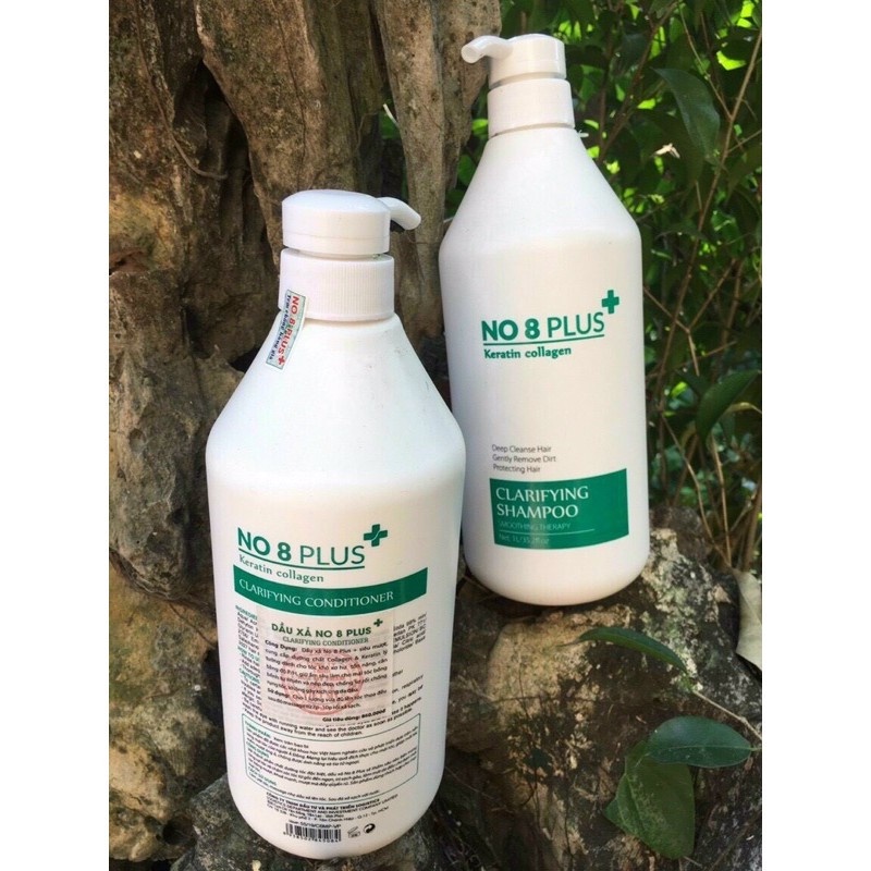 Cặp Dầu Gội Xả NO 8 Plus Siêu Mềm Mượt Kiểm Soát Dầu Thừa 1000ml Hàng Chính Hãng Pink Cosmetic