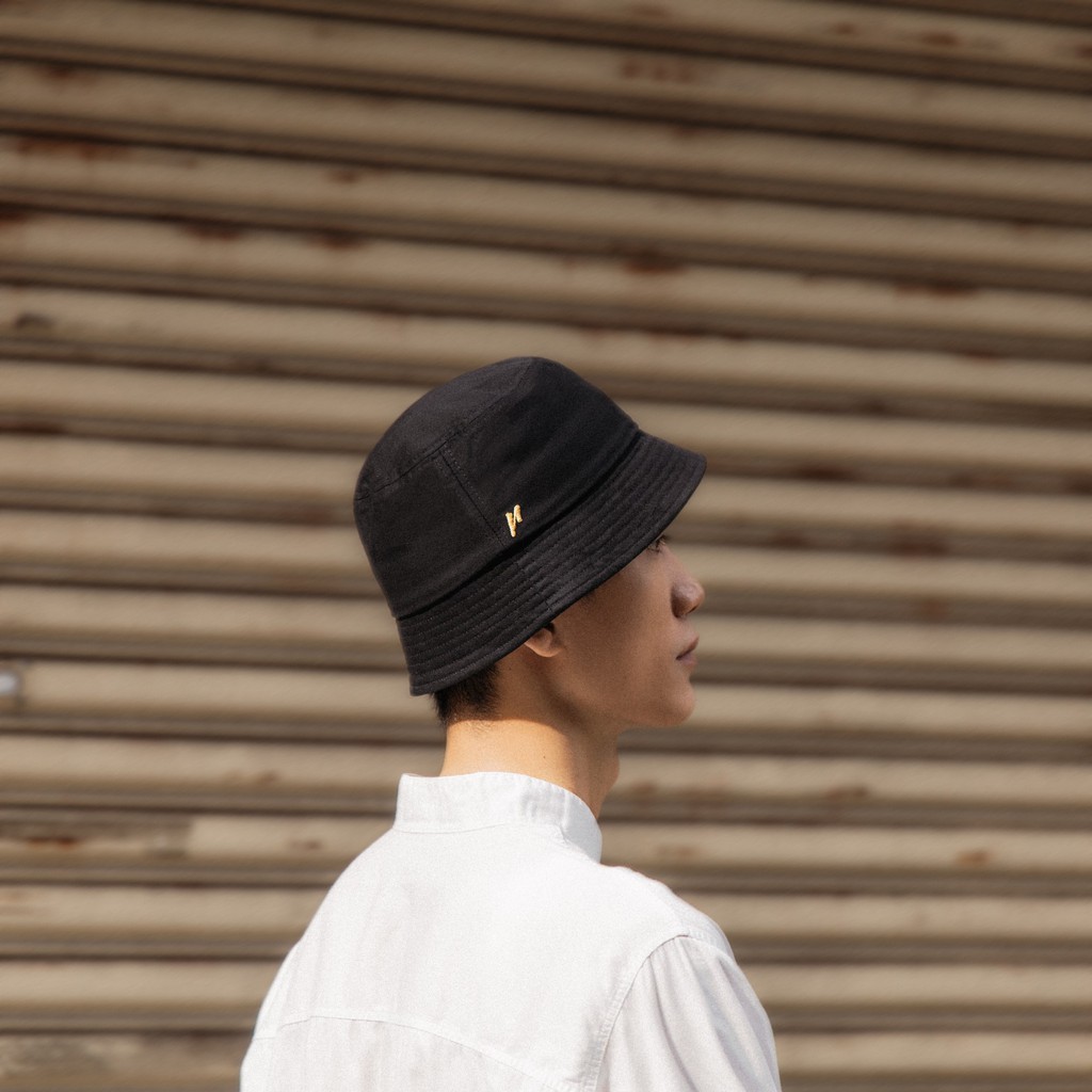 Nón Tai Bèo Thời Trang Màu Đen Trơn Reckless Bucket Hat Vải Kaki Cotton