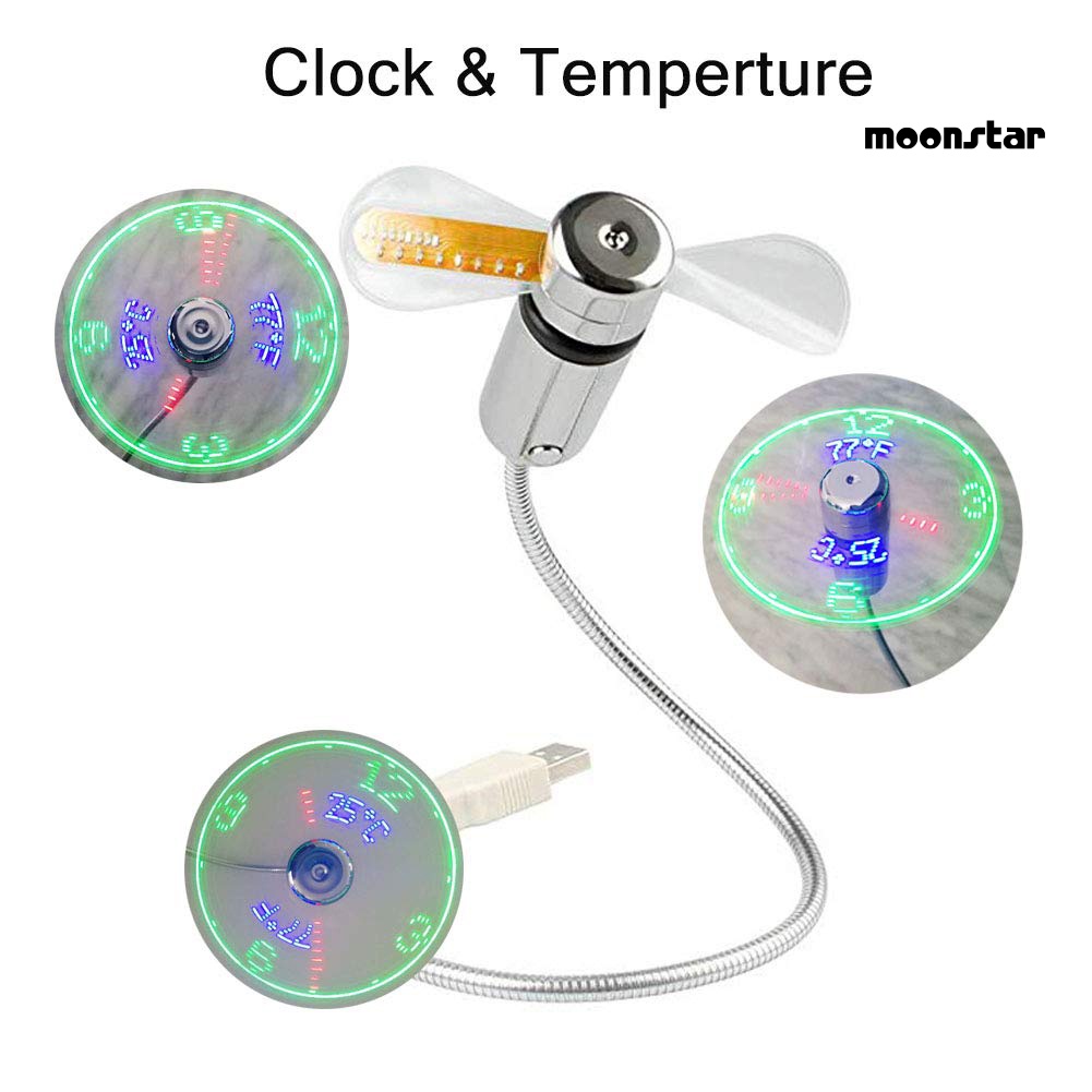 MO Creative Mini USB LED Clock Real Time Temperature Display Summer Cooling Fan