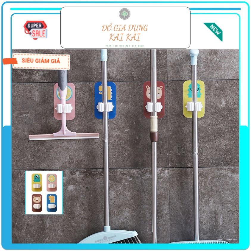 Móc dán tường kẹp giữ chổi, cây lau nhà siêu chắc chắn họa tiết hoạt hình đáng yêu ĐỒ GIA DỤNG KAI KAI