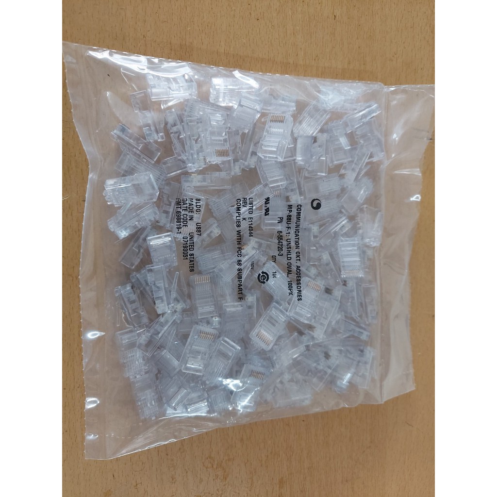 Hạt đầu bấm mạng RJ45 chính hãng CommScope USA 6-554720-3, đầu cắm UTP cat5e, đầu nối cáp mạng, Jack RJ45