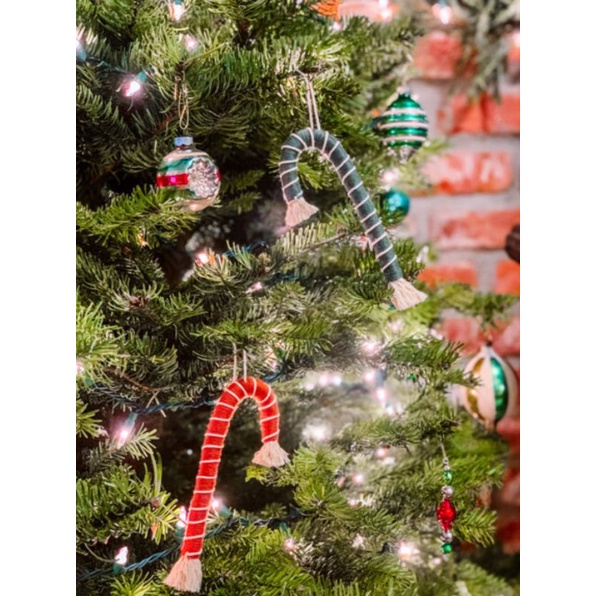 Kẹo gậy Macrame trang trí cây thông Noel