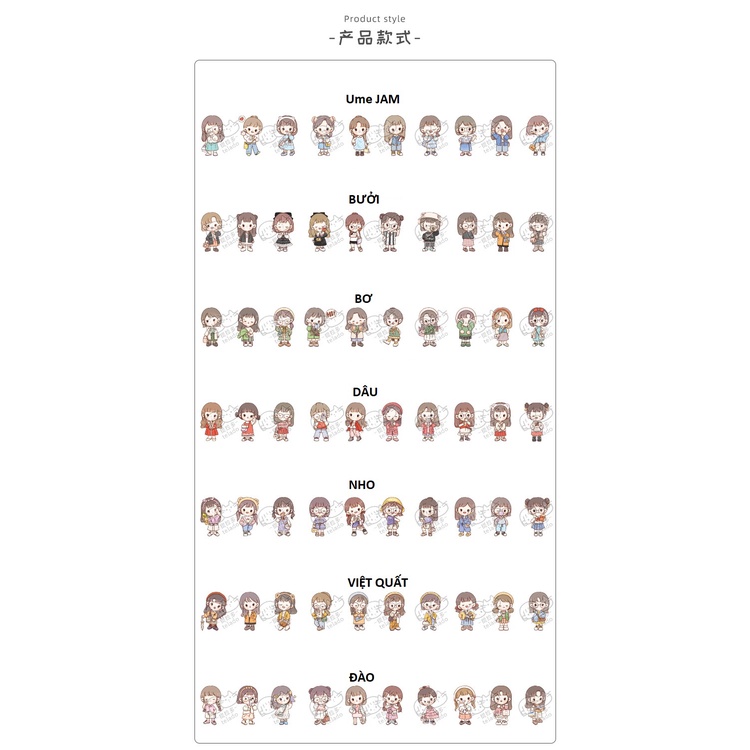 Miếng dán sticker trang trí sổ tay bé gái (40 miếng)