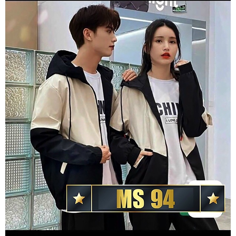 Áo Khoác Dù Cặp Nam Nữ Chất Đẹp 2 Lớp Túi Khoá Kéo Cá Tính