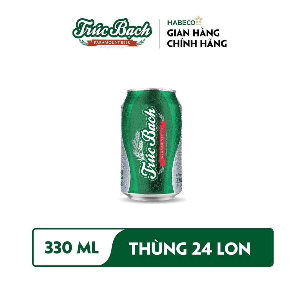 [Mã FMCGMALL -8% đơn 250K] Thùng 24 lon Bia Trúc Bạch - HABECO (330ml/lon)