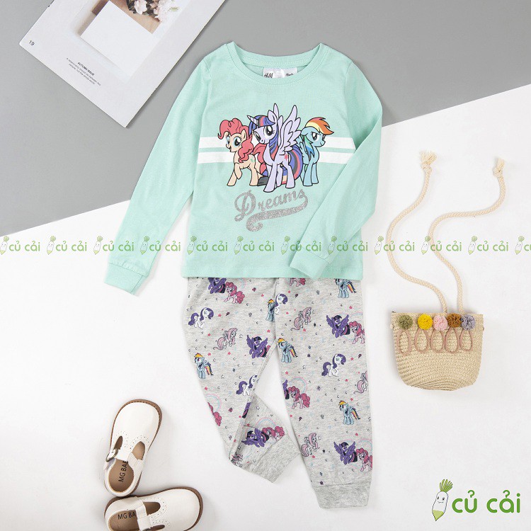 Đồ bộ bé gái, bộ dài tay cho bé họa tiết Elsa, Minnie, Pony dễ thương, bộ dư xịn cho bé BTD01 (12-30kg)