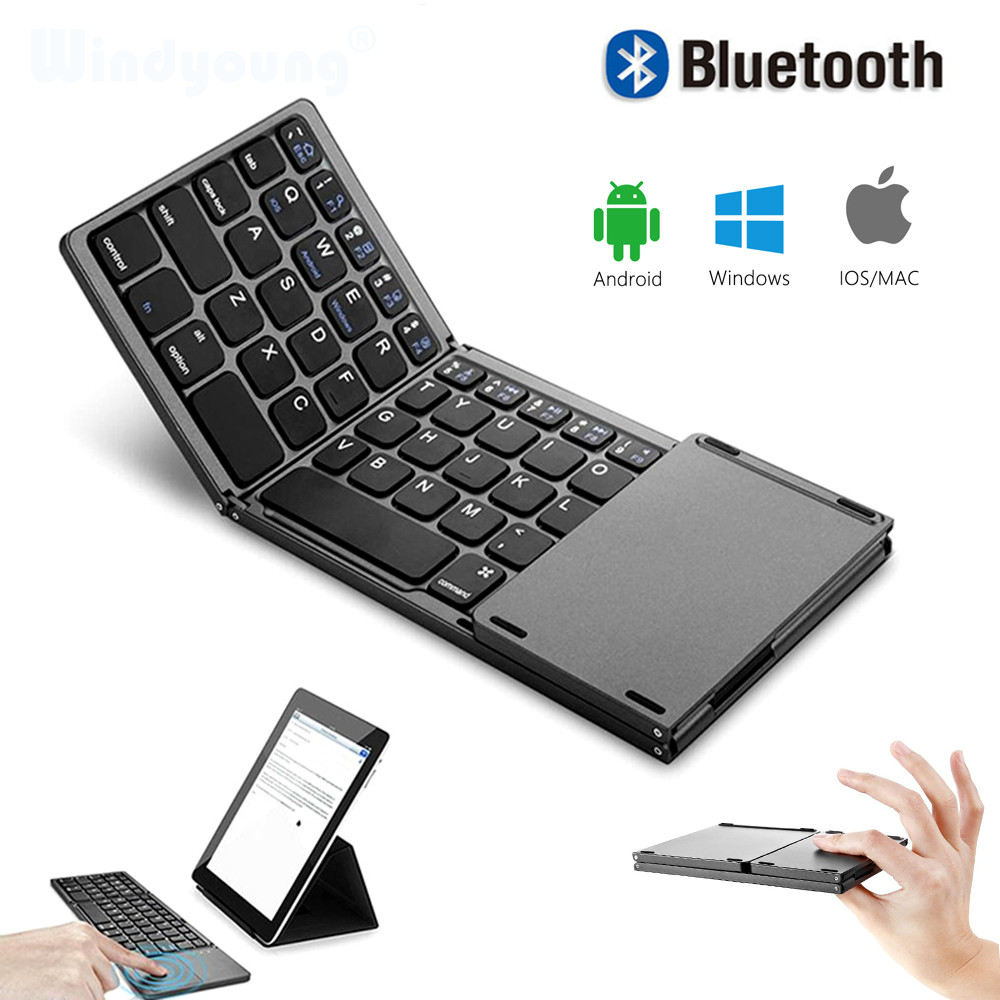 Mini Folding Keyboard Bluetooth Foldable Wireless Keypad with Touchpad for Windows,Android,Tablet tablet táo Phone