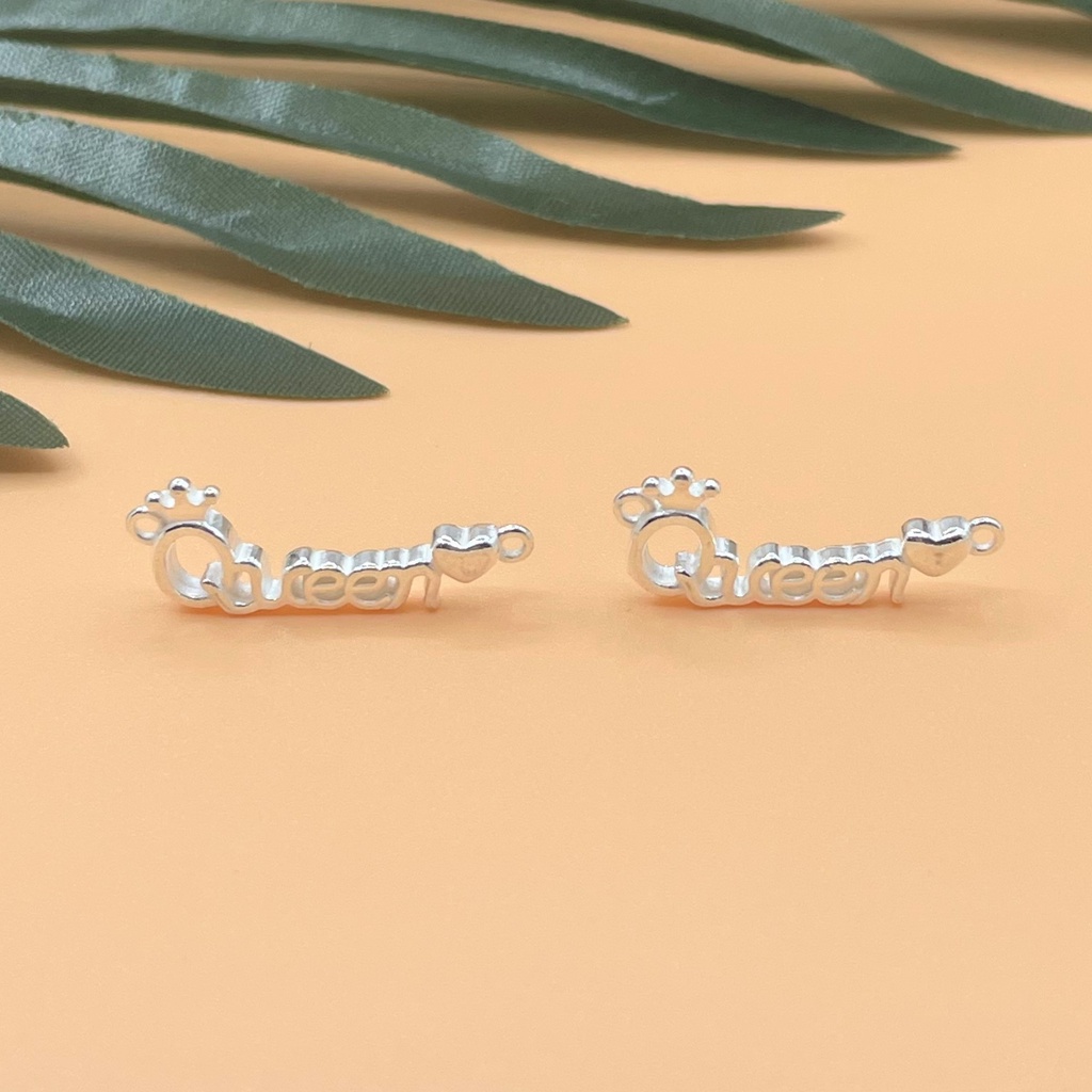 Charm 2 móc treo chữ Queen và trái tim - Charm Bạc 925 - Mã CB781
