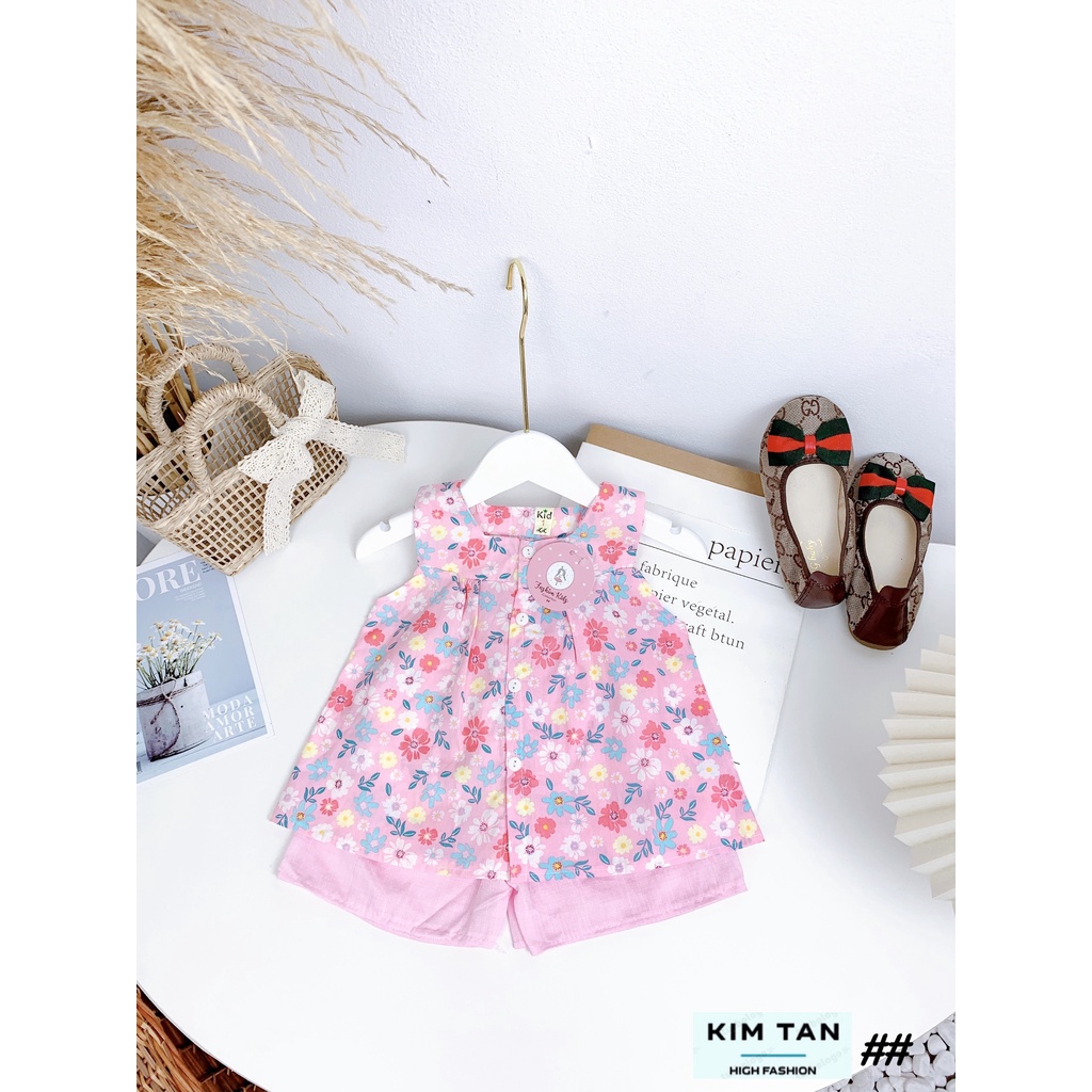 Bộ quần áo Hoa Nhí  ⚡FREESHIP⚡ Chất Thô Đũi Cho Bé Gái Thoải Mái, Thoáng Mát Ngày Hè