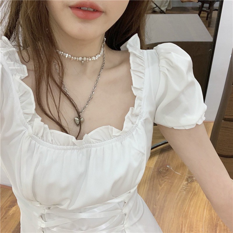 (order) Váy trắng prom dễ thương điệu đà ulzzang Hàn Quốc