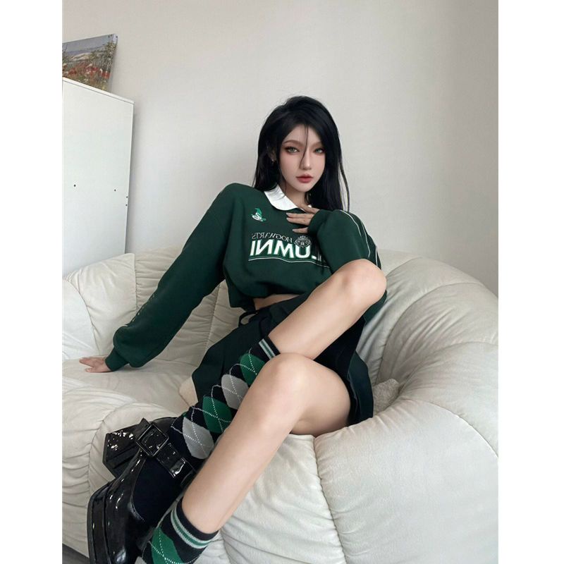 Set Áo Váy Thời Trang Mùa Thu 2022 + Phong Cách Preppy Mỹ Ngọt Ngào Cho Nữ