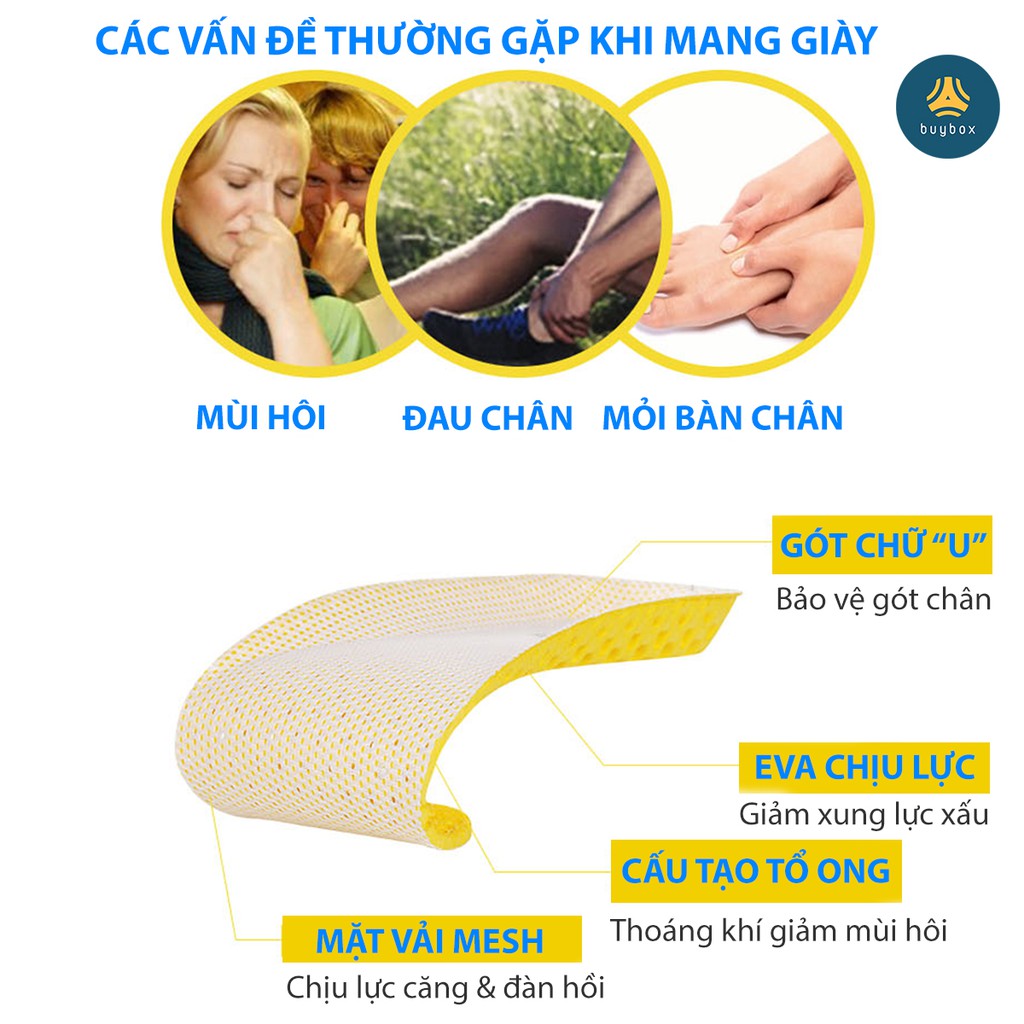 Lót giày thể thao EVA êm chân có cấu trúc tổ ong thoáng khí buybox BBPK25