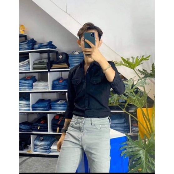 Áo Sơ Mi Nam Chất Denim Dày Dặn Form Chuẩn Ôm Sát Body Ôm Dáng Trẻ Trung Thanh Lịch