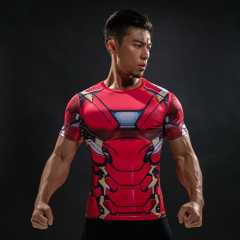Áo thun 3D HUQISHA họa tiết Spiderman siêu anh hùng thiết kế ngắn tay cổ tròn thời trang quần áo thể thao