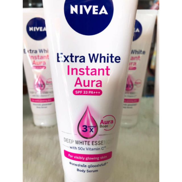 Dưỡng Thể SERUM NIVEA EXTRA WHITE INSTANT AURA Giúp Sáng Tức Thì SPF33 PA+++ 180ml