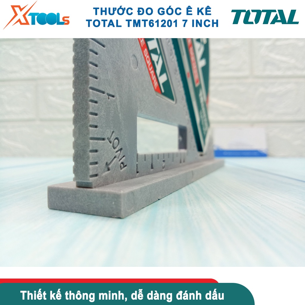 Thước ê ke 7 inch TOTAL TMT61201 Thước đo góc kích thước 7in*7in, chất liệu PA6, trọng lượng nhẹ [CHÍNH HÃNG][XTOOLS]