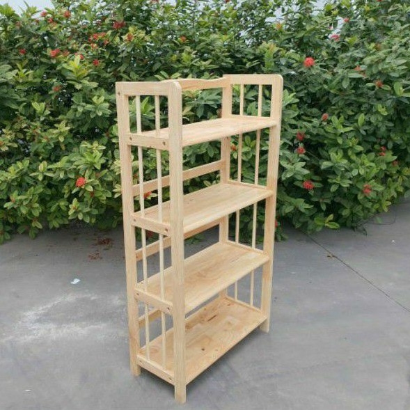 ( loại 1,8cm) Kệ Sách Kệ Gỗ Đa Năng 50cm 4 Tầng Bằng Gỗ Cao Su