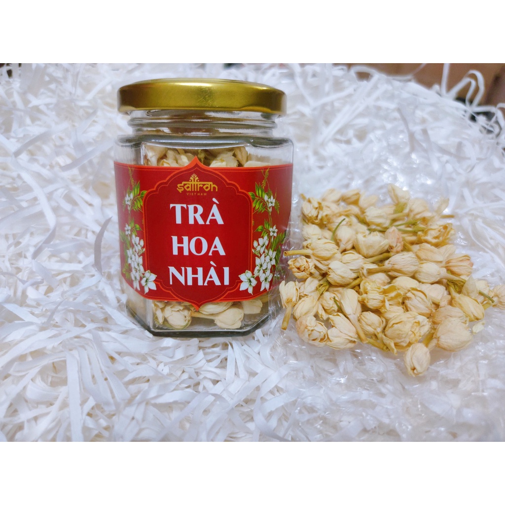 Trà Hoa Nhài (Hoa Lài) Sấy Khô Nguyên Bông Trắng Đẹp Thượng Hạng lọ thuỷ tinh 8gr