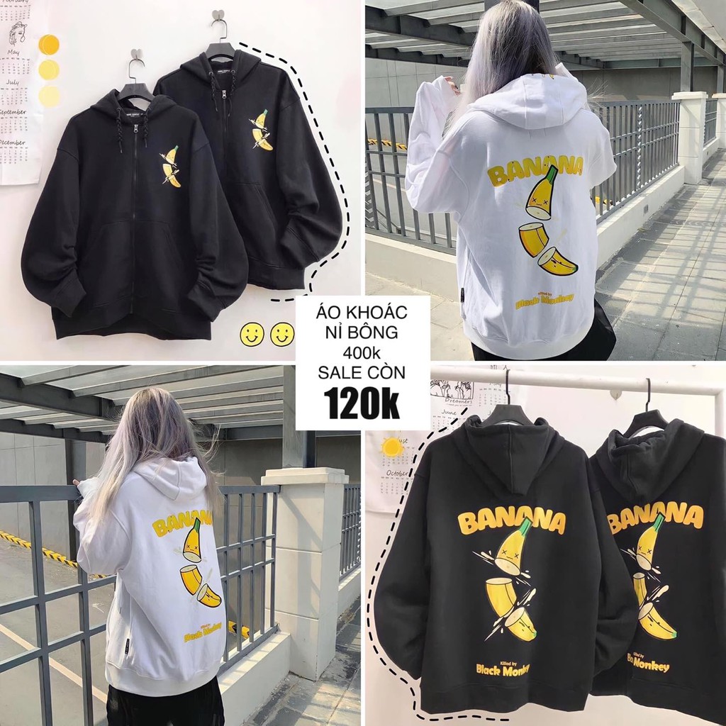 Áo Khoác Nam Nữ Khoá Chuối BANANA Chất Liệu Nỉ Dày Mềm Mịn - Áo Thu Đông Unisex hoodie khóa kéo in KNN22 | BigBuy360 - bigbuy360.vn