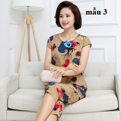 Bộ mặc nhà trung niên cho mẹ loại 1 ( đũi hoa)
