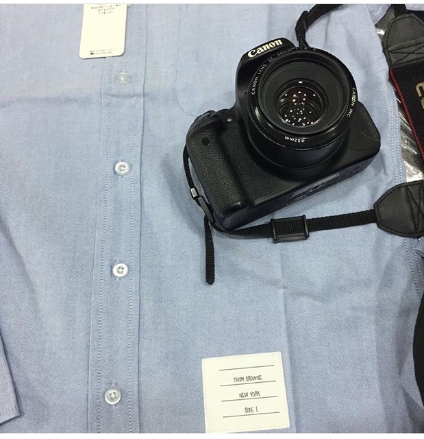 Sơ mi thom brown oxford xanh viền 2 tay