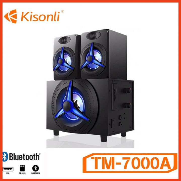 Loa Vi Tính Bluetooth Để Bàn 2.1 Kisonli TM-7000A Leg RGb 7 Màu Kèm Remote Công Suất 25W Kết Nối Đa Dạng TV, PC, Mobile