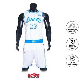 Đồ bóng rổ in chuyển NBA Los Angeles Lakers màu trắng