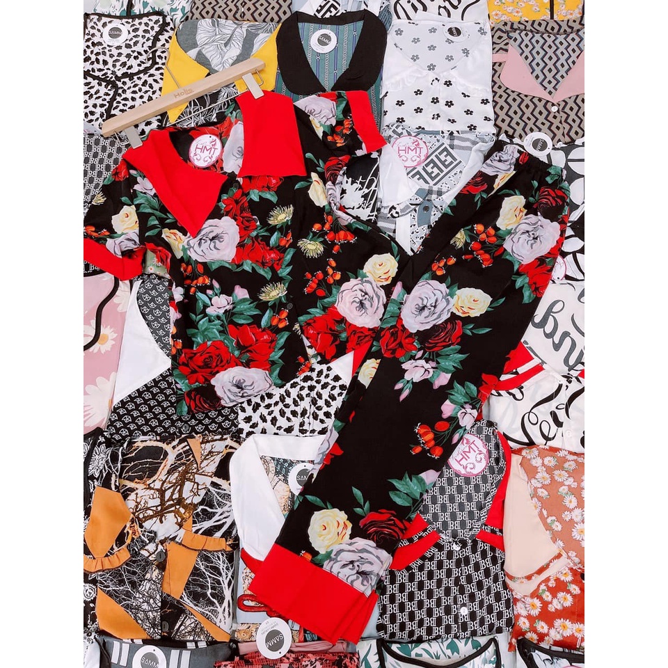 Đồ Bộ Mặc Nhà, Pijama, Đồ ngủ Nữ Dài Cộc Tay - Lụa Mango Cao Cấp - Kiểu dáng tiểu thư sang trọng