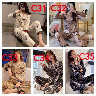 ✅ Bộ đồ ngủ/đồ mặc nhà/pyjama lụa cổ bẻ.