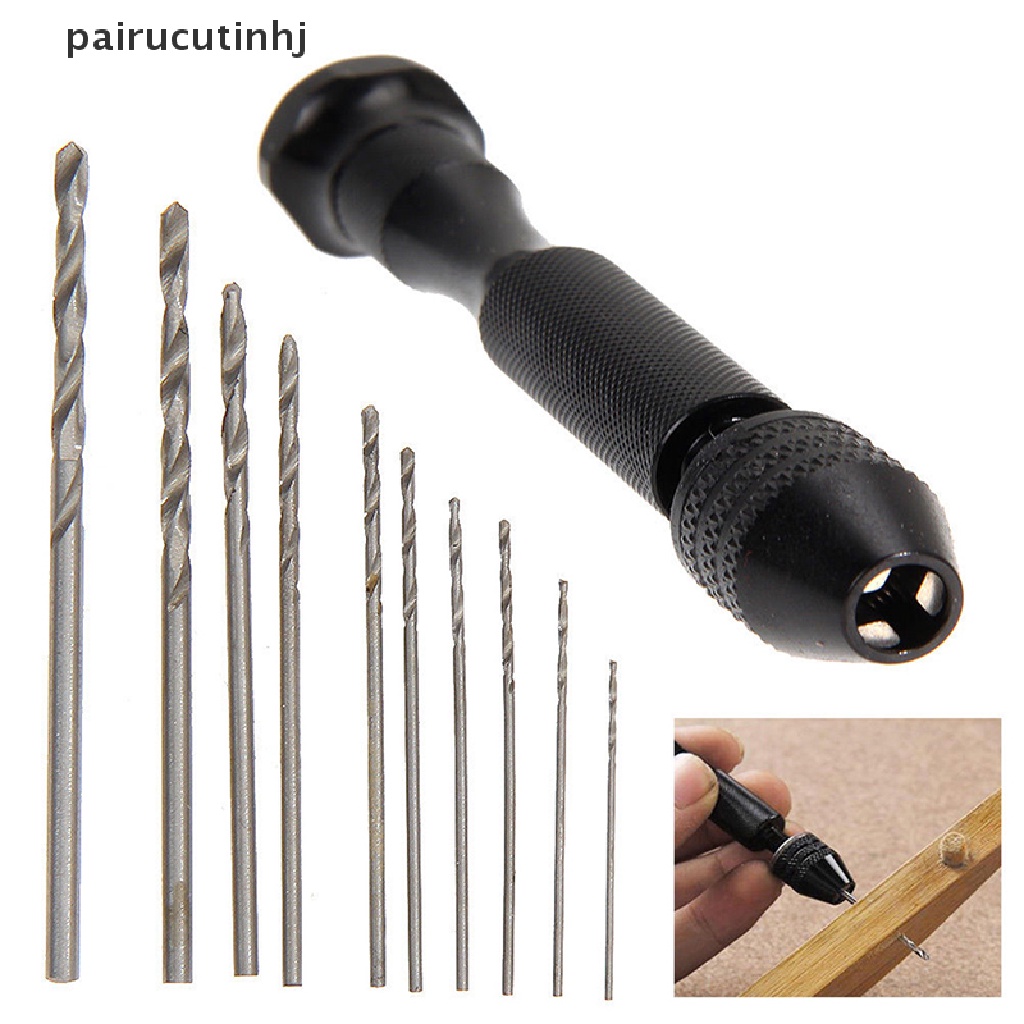 Bộ Máy Khoan Cầm Tay mini Bằng Nhôm Kèm 10 Mũi Khoan Xoắn