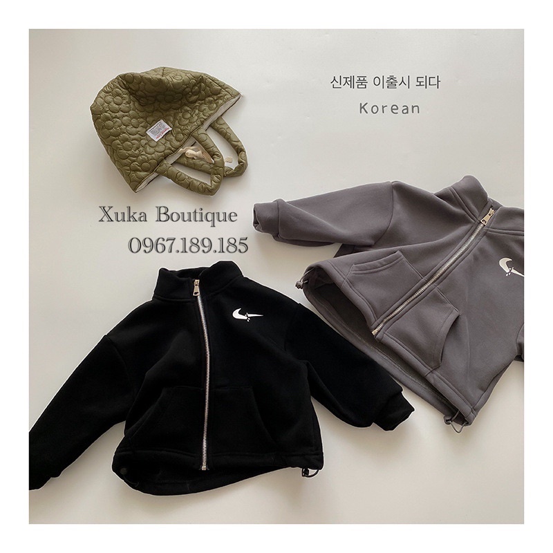 Áo Khoác Nỉ Cao Cấp Cho Bé - Lót Lông Siêu Ấm Style Hàn Quốc