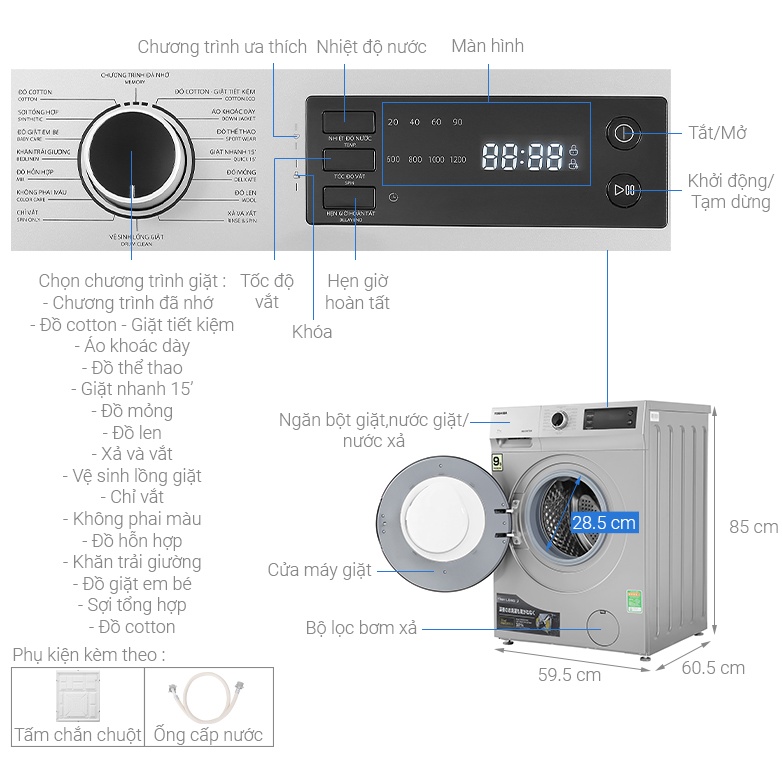 TW-BK105S3V - Máy Giặt Toshiba Inverter 9.5 Kg TW-BK105S3V -  MIỄN PHÍ CÔNG LẮP ĐẶT