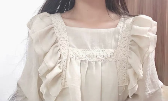 Váy babydoll đũi dáng dài phối bèo tay phồng thắt nơ ulzzang tiểu thư siêu xinh