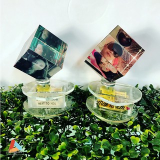 Pha lê lập phương in hình PIANO (đế đèn, tự xoay dây cót, phát nhạc music box)