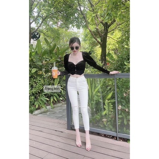Áo nhung tay bồng cup ngực siêu đẹp