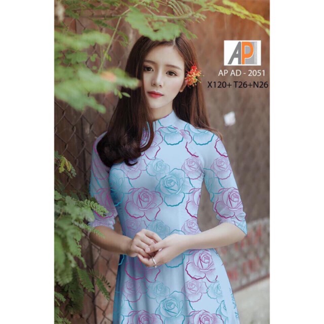 Vải áo dài hoa hồng