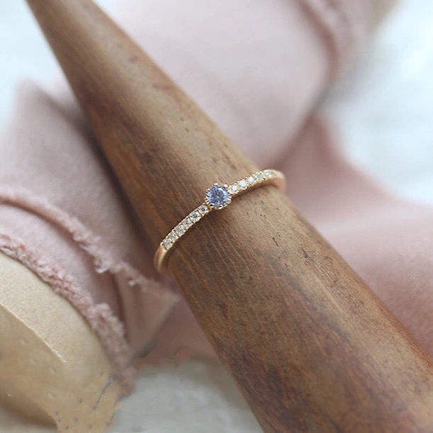 Nhẫn Đính Hôn Mạ Vàng 14K Đính Đá Kim Cương Nhân Tạo