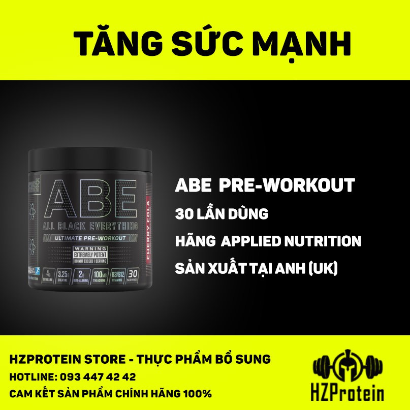 ABE PRE-WORKOUT - TĂNG SỨC MẠNH VỚI TEACRINE (30 LẦN DÙNG