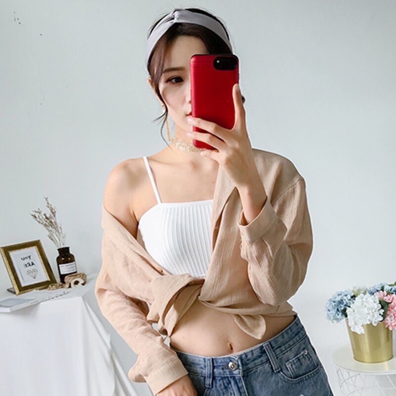 Áo Croptop Gân Tăm Ôm Ngực Phong Cách Hàn Quốc | BigBuy360 - bigbuy360.vn
