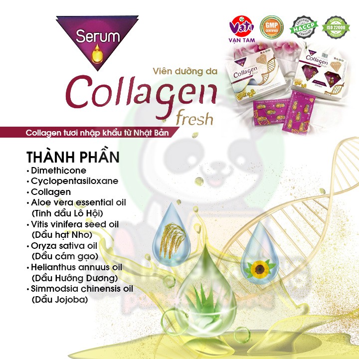 Viên serum dưỡng da Collagen Fresh giúp cấp ẩm và làm sáng da hỗ trợ đẹp da giảm thâm sạm nám nếp nhăn chống lão hóa da | BigBuy360 - bigbuy360.vn