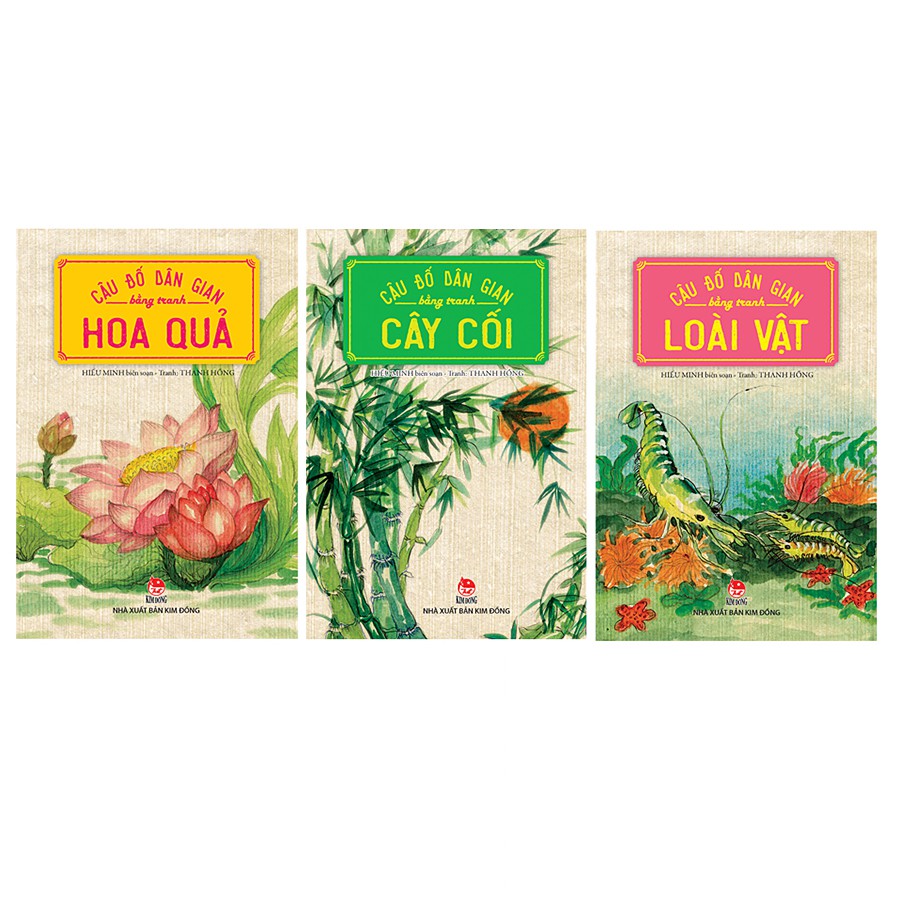 Sách -Combo 6 cuốn Câu Đố Dân Gian Bằng Tranh: Con Người, Đồ Vật, Thiên Nhiên, Hoa Quả, Loài Vật, Cây Cối - NXB Kim Đồng