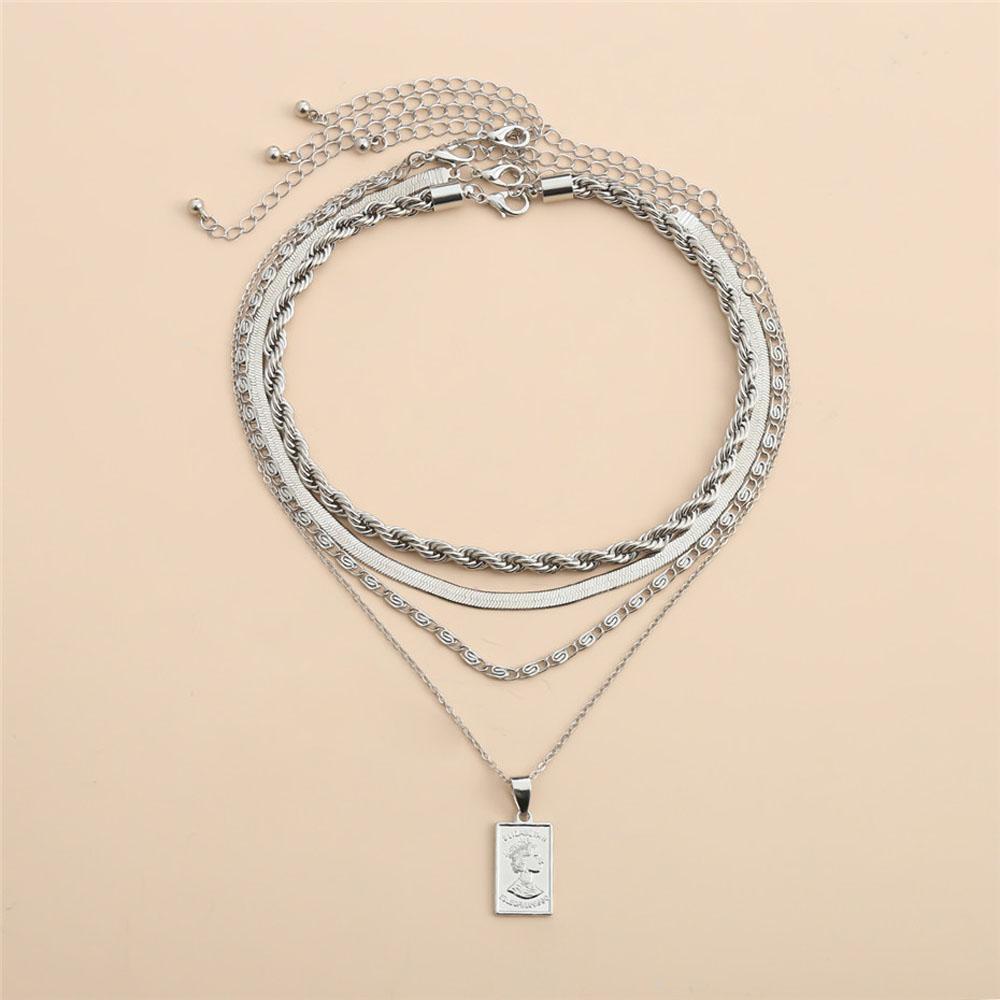 AROMA Dây Chuyền Nhiều Lớp Mặt Hình Đồng Xu Thời Trang Dành Cho Nữ