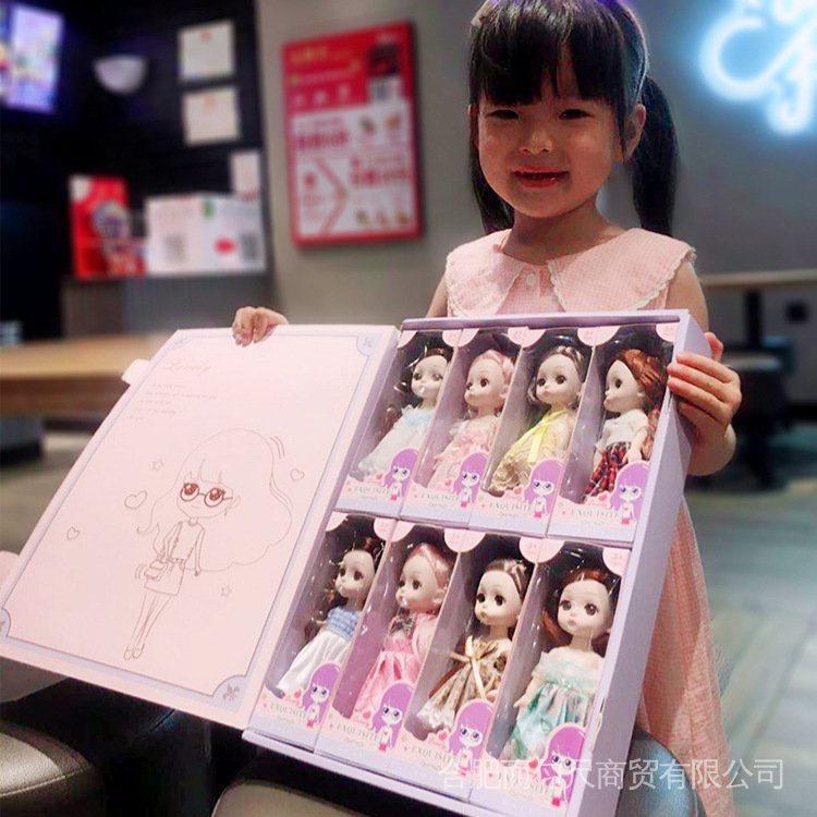Set 8 Búp Bê Công Chúa bjd 17cm Mặc Đầm Dễ Thương