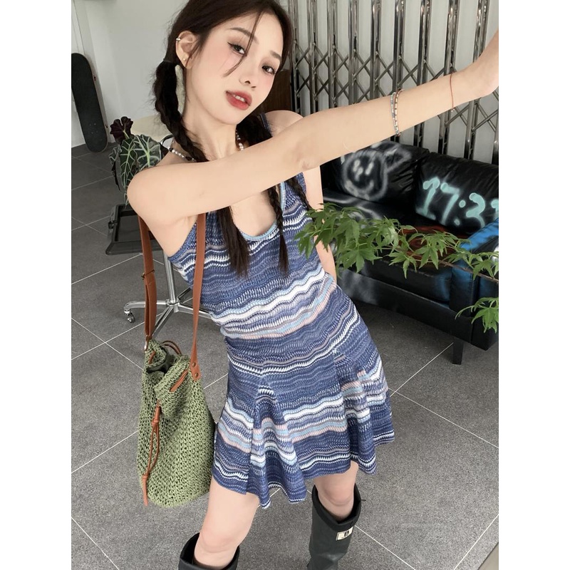 Đầm Ngắn Hai Dây Dáng Ôm Thời Trang Mùa Hè Cổ Điển Dành Cho Nữ