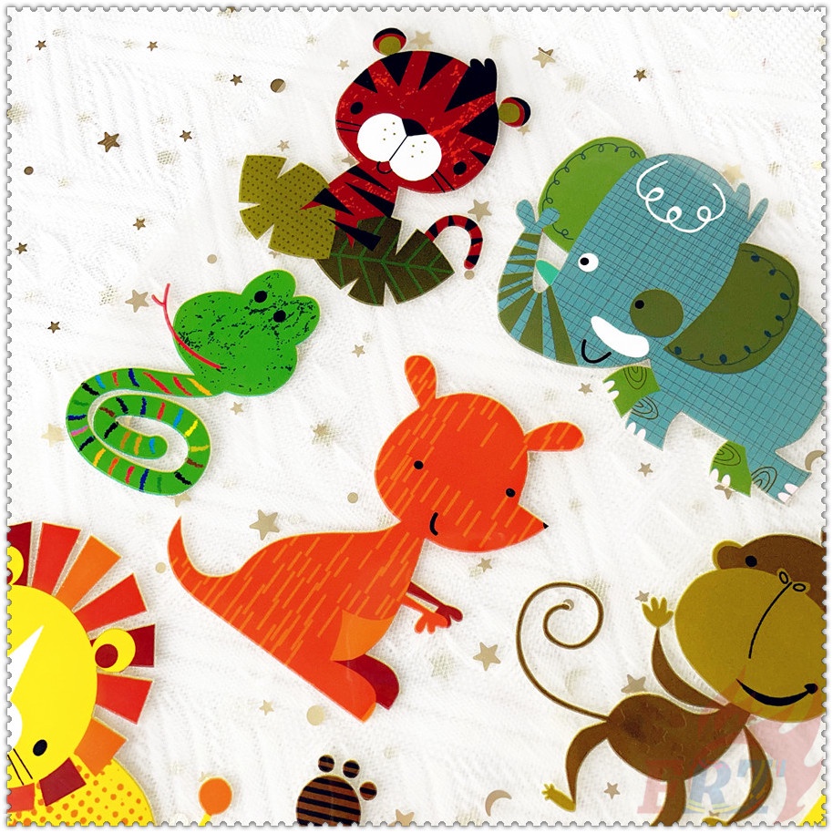 ✪ Sticker Dán Tường Hình Động Vật Dễ Thương ✪ 1 Miếng Dán Ủi Bằng Nhiệt Vinyl Hình Hươu Cao Cổ/Hổ/Khỉ/Sư Tử/Ngựa Vằn DIY