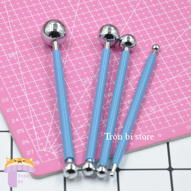 Bộ 4 dụng cụ đầu bi kim loại dụng cụ tạo hình đất sét