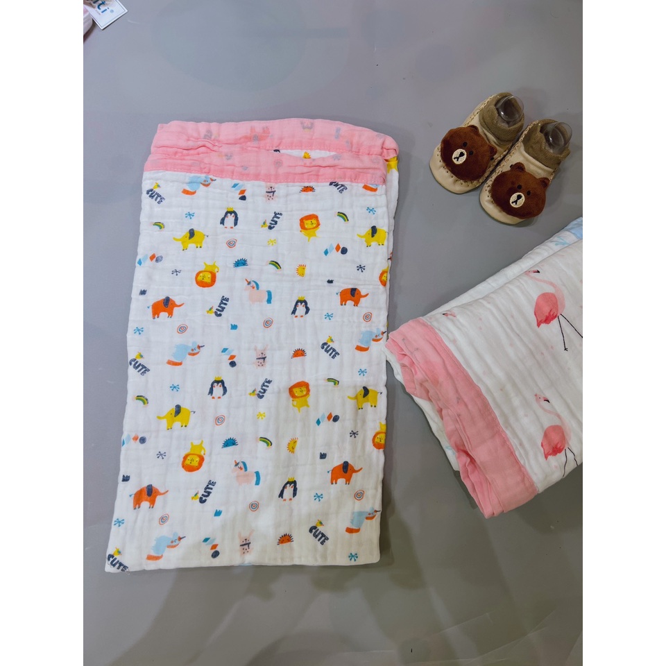 Khăn Tắm - Chăn xô 4 lớp bo viền cho bé chất vải xô cotton mềm mịn, thoáng