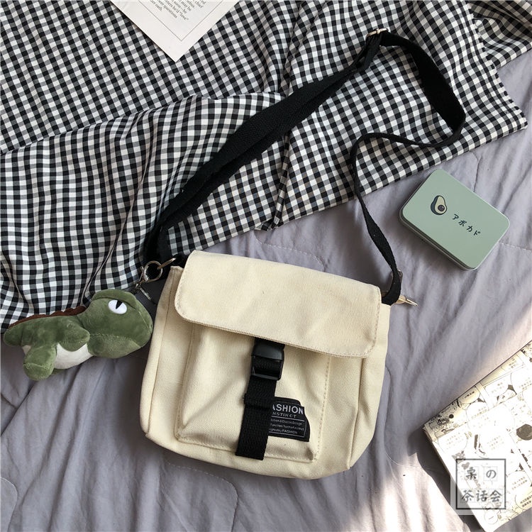 Túi Đeo Chéo Vải Canvas Phong Cách Retro Cá Tính Trẻ Trung